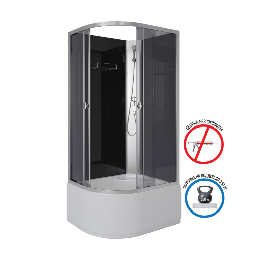 Душевая кабина Niagara Eco E90/80/40R/TN/BK 90х80 асимметричная без крыши ориентация правая